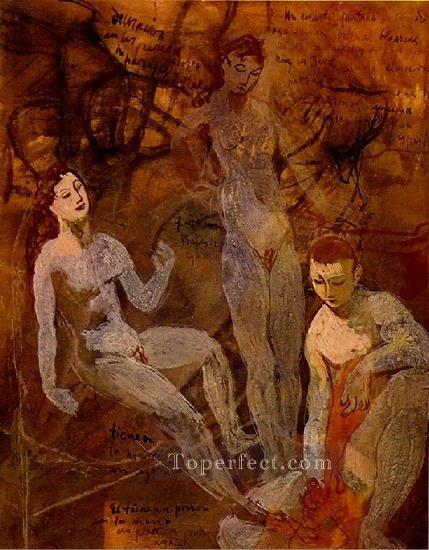 Trois nus 1920 Cubists Oil Paintings